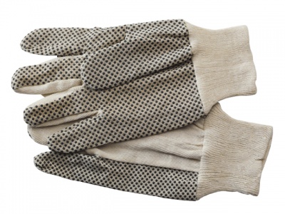 Gants coton, poignet tricot, avec pivots PVC noirs