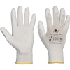 Gloves, white polyester, white PU coated palm