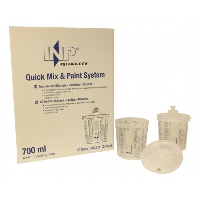 QMP systeem: kit met deksels 190µ (bekers + verpakking met INP logo)