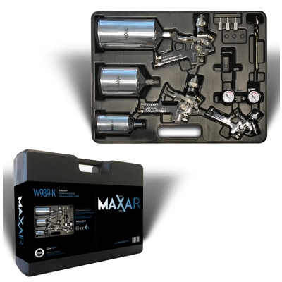 MaxAir kit de pistolets à gravité 9-pcs, pour e.a. peinture UV